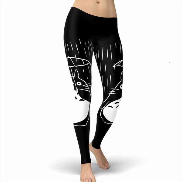 

arrival the rainy day my womens legging neighbor totoro cartoon kawaii leggins printed for woman pants, Black