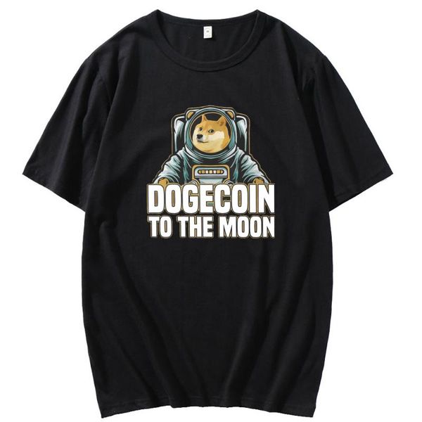

men's t-shirts cryptocurrency art dogecoin to the moon printing t-shirt men harajuku punk loose casual tshirt cotton o-neck man, White;black
