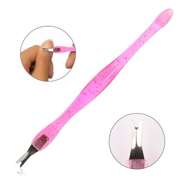 

cuticle pushers 1pc pink pusher nail art fork manicure tool for trim dead skin