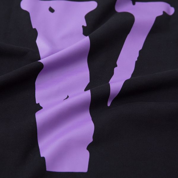 

factory long 2021 brand v hoodie correct version friends limited purple big men's and women's cotton terry round neck sweater tide, Black