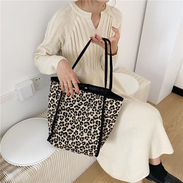 

evening bags large capacity women travel handbags vintage plaid female shoulder bag simple leopard printing ladies casual tote shopping