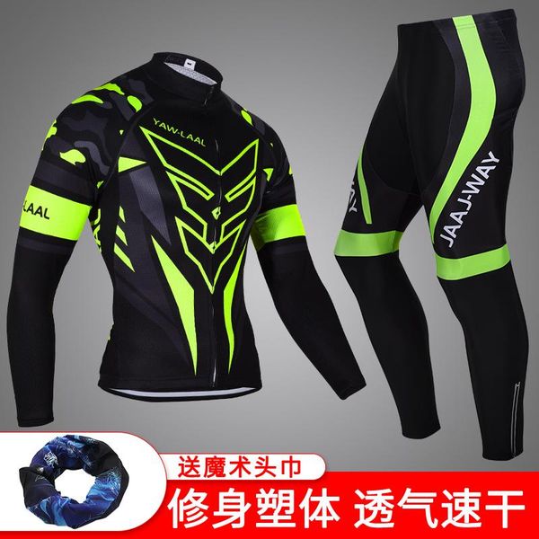 

racing sets bicycle riding clothes men's set all seasons season highway mountain bike fleece on and length pants cycling clothing, Black;blue