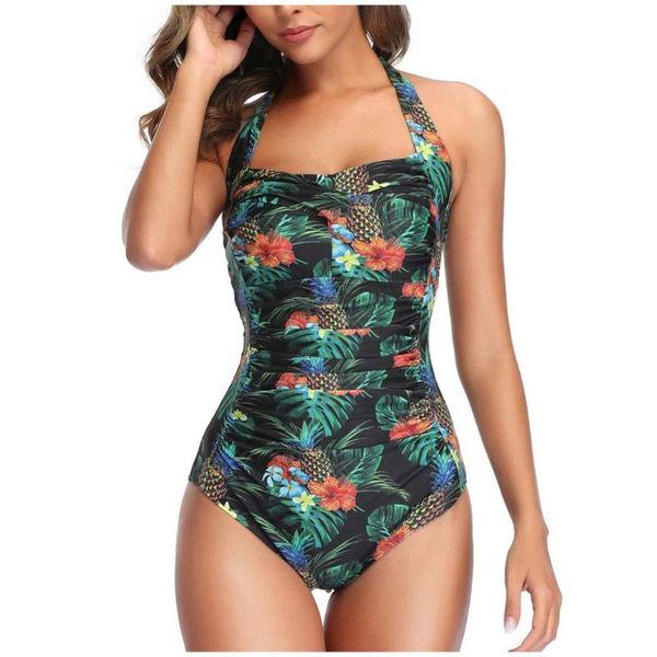 

2021 plus size swimsuit women one piece swimwear female vintage push up swimming for monokini big size bathing suit xs-5xl