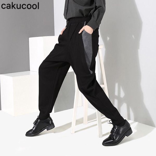 

women's pants & capris cakucool 2021 spring casual fashion dark stitching thickening trousers elastic waist feet harem, Black;white