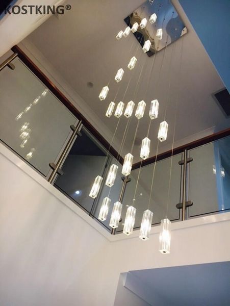 

chandeliers stairway square led chandelier crystal hanging lamp for foyer stairwell el spiral staircase lighting g4 lustre