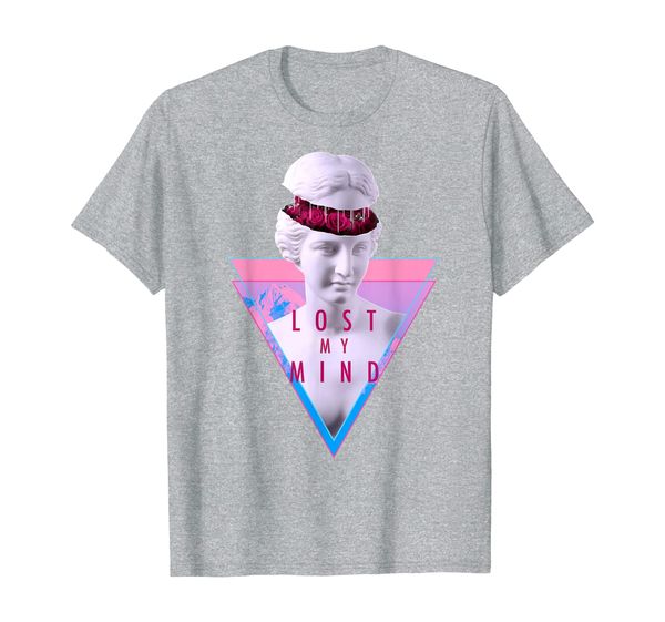 

lost my mind quote - vaporwave greek venus statue rose art t-shirt, White;black