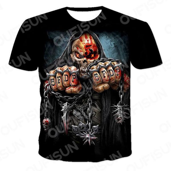 

men's t-shirts summer 3d printed male t-shirt skull street hip-hop casual o-neck short-sleeved trend loose oversized, White;black