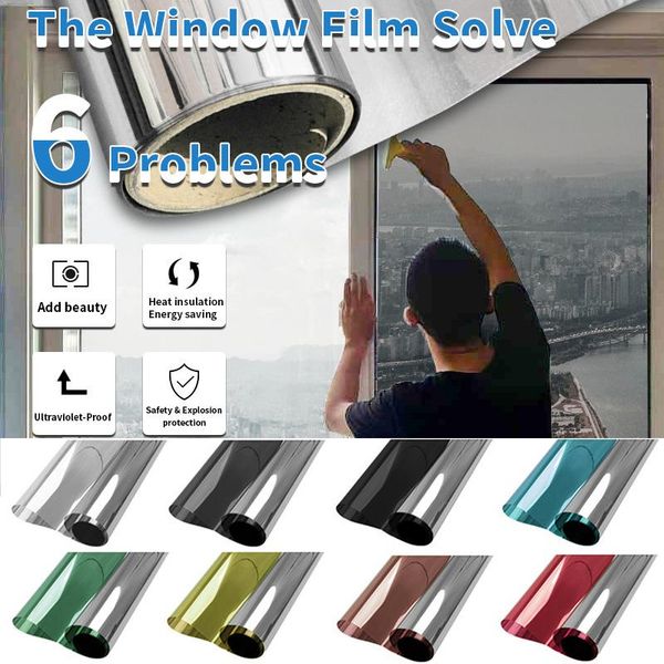 

sunice window film house glass sticker mirror effect privacy home solar tint reflective anti-uv heat control foil self-adhesive