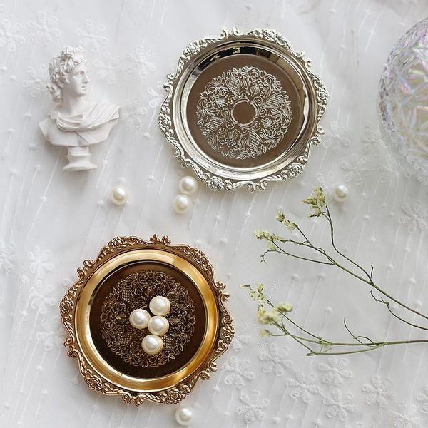 

kitchen storage & organization iron round trays jewelry tray ins european dessert cookies wedding cake candy plate home decor