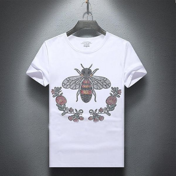 

2021 new men's designer drill cotton 100% diamond stone short sleeve shirt fashion summer t-shirt uzrr, White;black