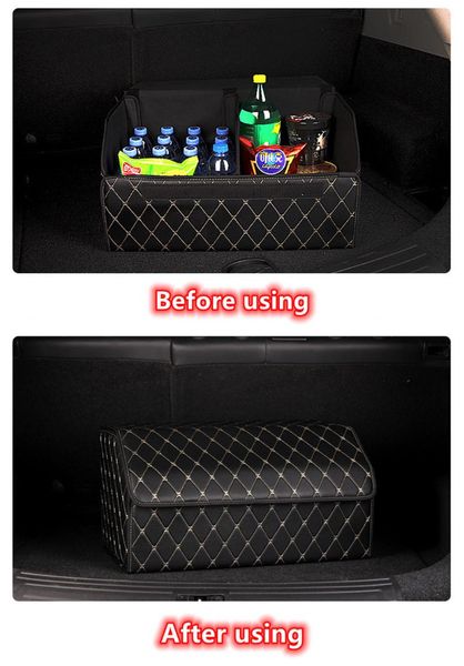 

car organizer storage bag pu leather trunk box folding stowing tidying for suv