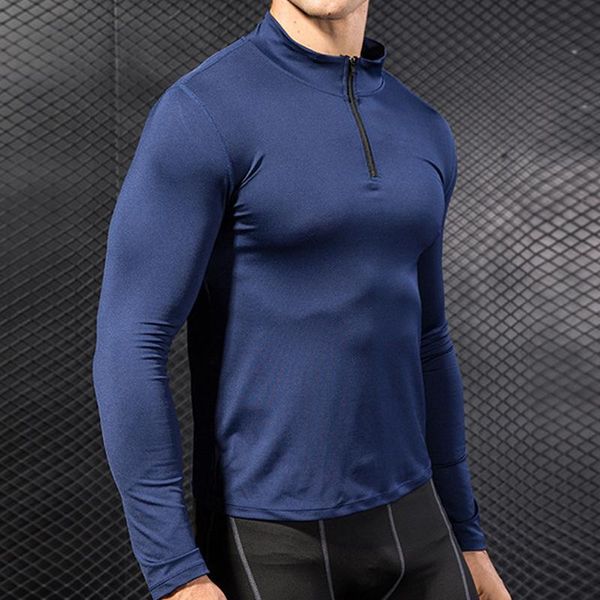 

gym clothing mens sports jersey compression shirt fitness sweater bodybuilding sportswear running jacket quickdry rashgard for men, White;black