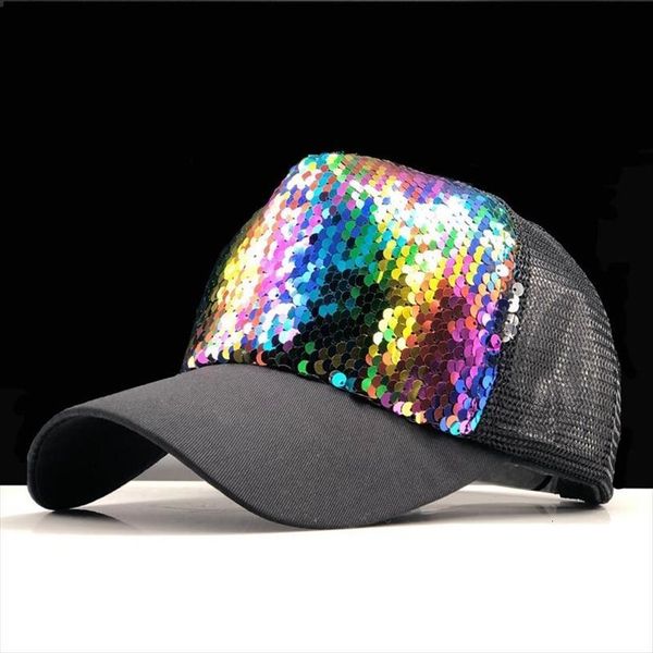 

summer parent child baseball caps adjustable sequins girls mesh cap boy sun hats women snapback 50 54 58 60cm, Blue;gray