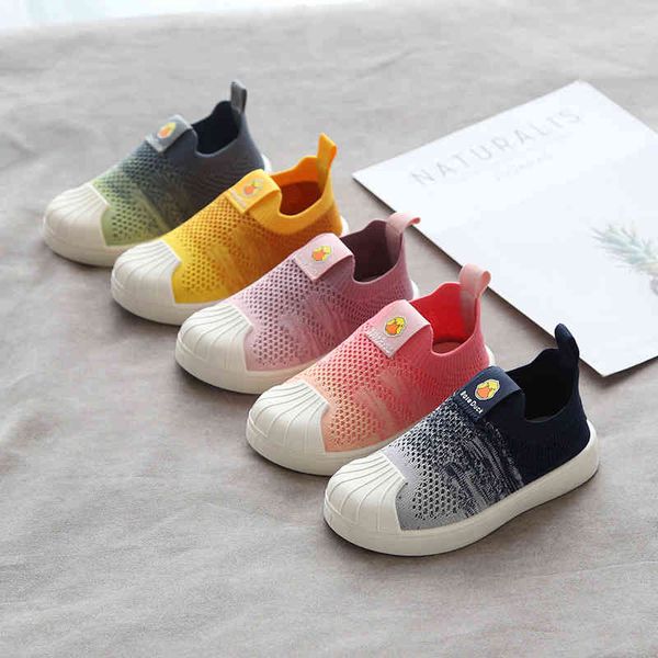 

walker toddler shoes 2021 autumn shell head children's flying woven soft soled shoes brand les little yellow duck men's and women&