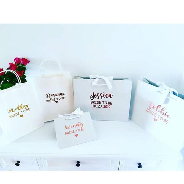 

gift wrap bridesmaid bag, bride groom wedding party hen proposal bag
