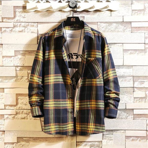 

men's casual shirts brand cotton navy plaid shirt men style fashion autumn long sleeve blouse male streetwear korean japanese, White;black