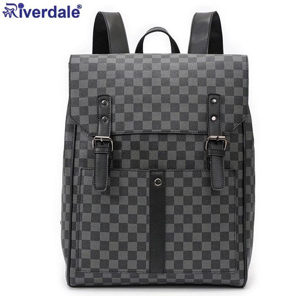 

backpack cow leather plaid men large capacity shool bag for male vintage lapbags fashion backpacks men's travle mochila