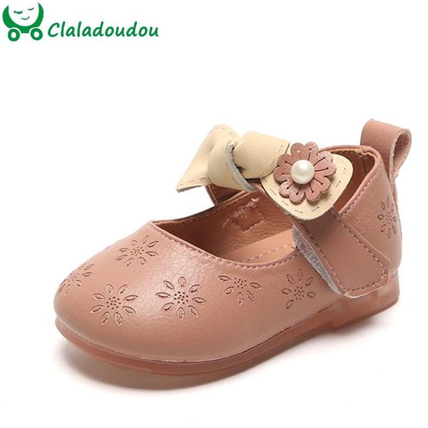 

11.5-15cm brand baby flowers pu leather shoes pink beige bowtie-knot princess girls dress shoes for party wedding 0-3years flats