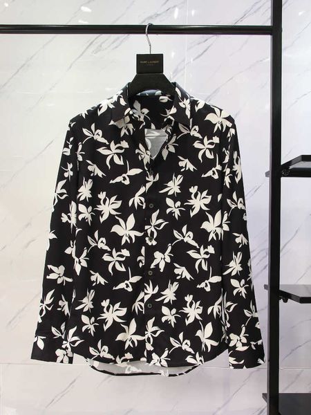 

men's shirts gp exclusive high-end fashion show 2021 summer slp style wild orchid printed long sleeved couple shirt coat, White;black