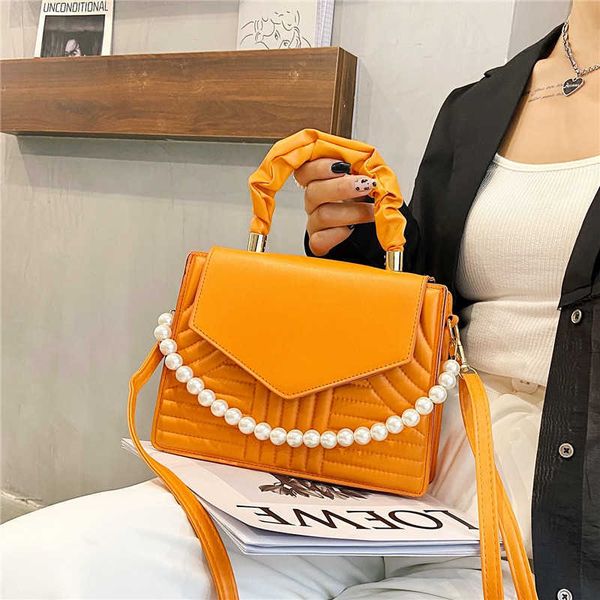 

hbp summer simple small square bag 2021 retro personality pearl handbag european and american fashion shoulder slung handbag