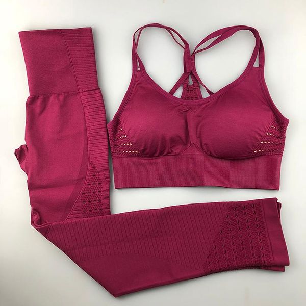 

yoga outfit two styles seamless set women fitness clothing sportswear gym leggings padded push-up strappy sports bra 2 pcs suits