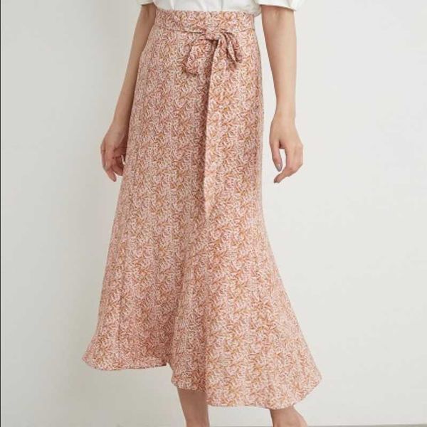 Cute Kawaii Temperament Chiffon Stampa Gonna lunga Summer Japan Style Donna Gonne Tromba Elegante Office Ladies Vita alta Faldas 210525