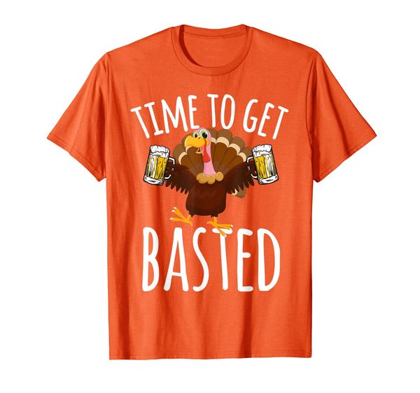 

time to get basted funny beer thanksgiving turkey gift t-shirt, White;black