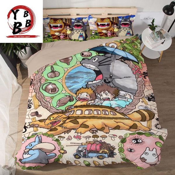 

bedding sets grey totoro 3 pieces duvet cover 3d printing beddings set twin single  king size quilt bedclothes