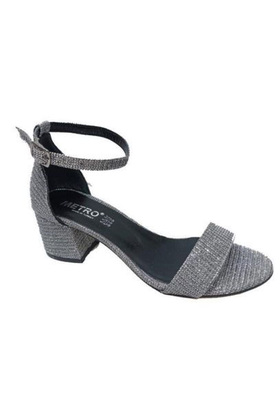

sandals silvery single band women, Black