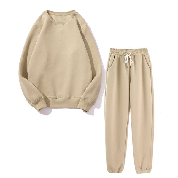 

new autumn loose fleece set women solid pullover and harem pants 2-pieces sets female 2021 winter casual lady tracksuits oooh, White