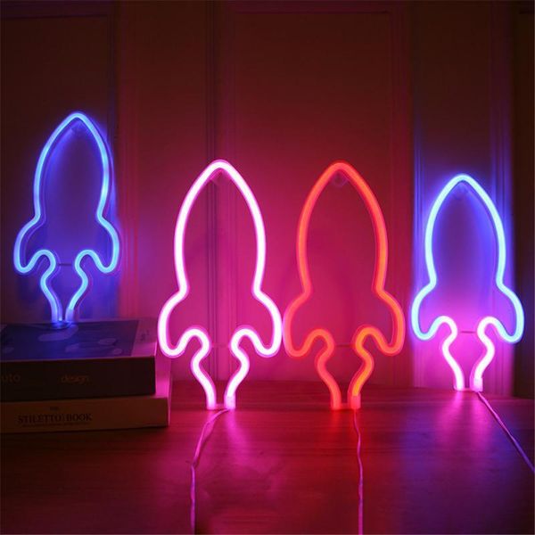 

1pcs neon light creative rocket/planet shape usb led neon sign for room home party wedding decoration xmas gift night lamp