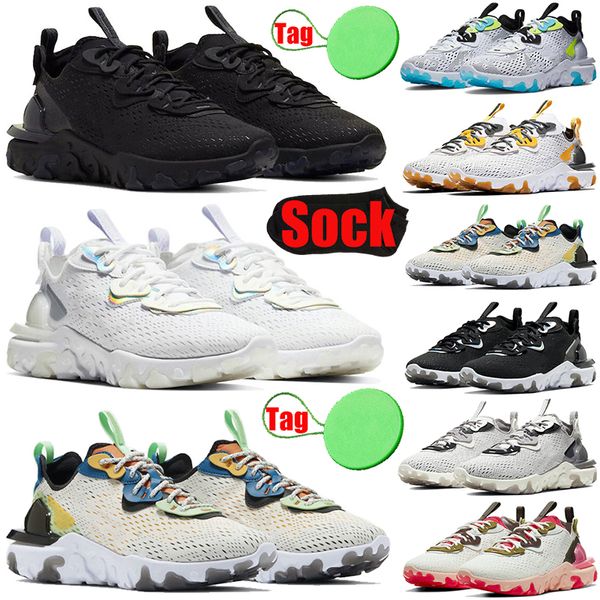 

react 55 87 men women running shoes triple black white iridescent phantom light orewood brown worldwide mens womens trainers sports sneakers