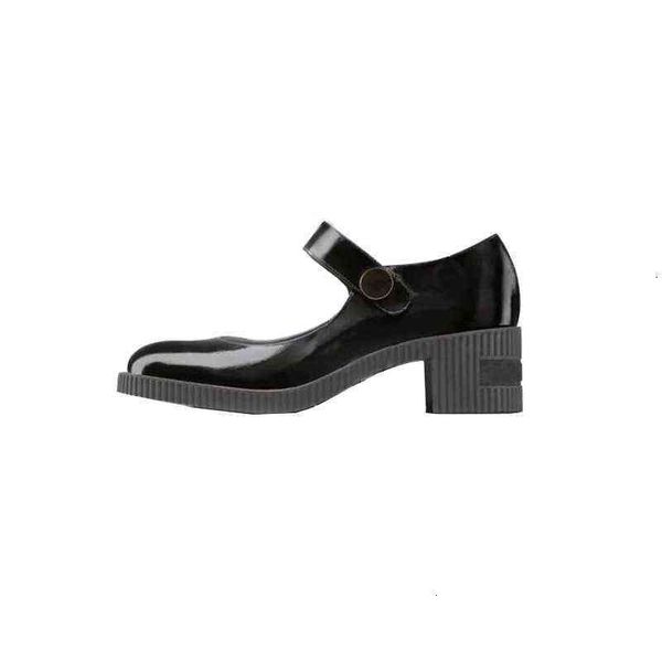 

mary jane small leather sho with source standard d family round head thick bottom heel high heels 2021 french single