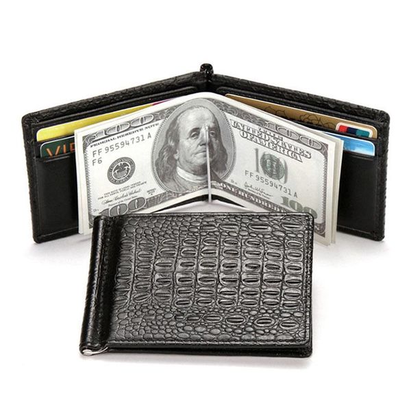 

crocodile pattern man card wallets with money clip carteira 2021 new mens slim wallets with stainless steel money clip portfel, Red;black
