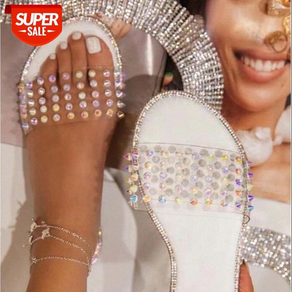 

woman shoes transparent women sandals flats shoes ladies casual non-slip flip flop women's sandals rivet soft female loafers #el8f, Black