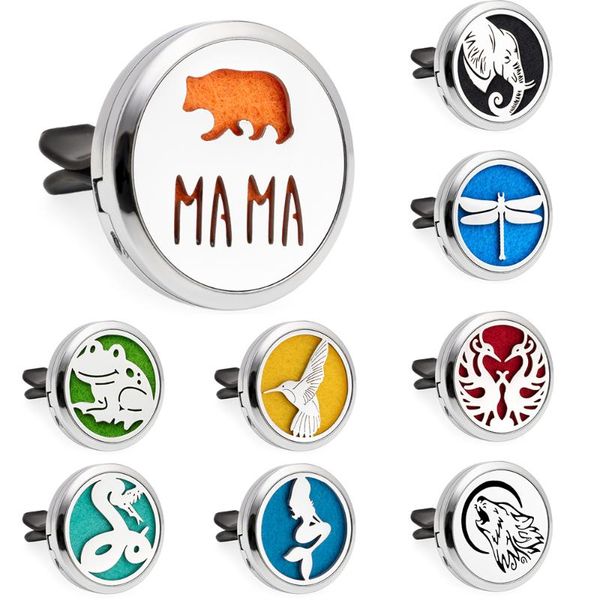 

keychains frog mermaid snake elephant essential oil perfume car diffuser 30mm magnetic open locket 10pcs pads free, Silver