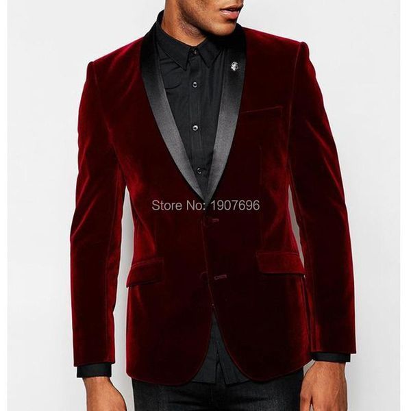 

burgundy velvet men suits for wedding groom tuexedos 2021 winter jacket black pants two piece man clothes men's & blazers, White;black