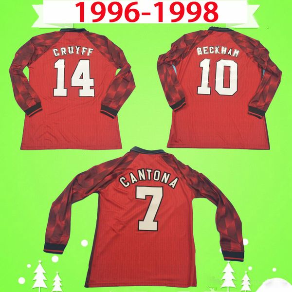 

manchester 1996 1998 retro long sleeve cantona beckham solskjaer keane soccer jerseys utd 96 98 man vintage classic football shirts, Black;yellow