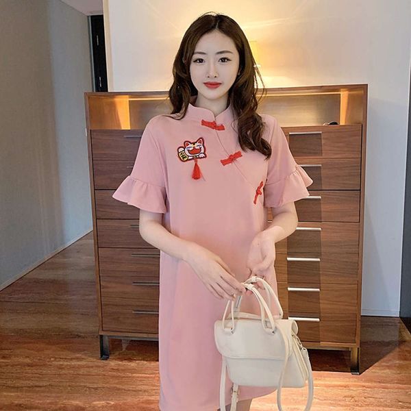 

hong kong chic modified cheongsam a-line skirt in spring and summer, Black;gray