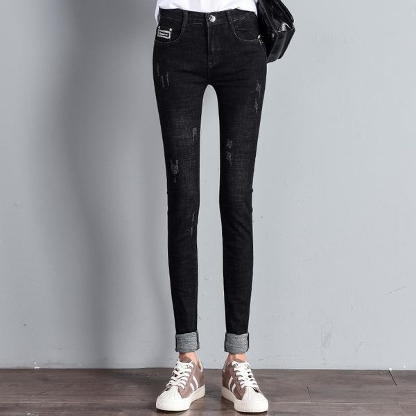 

women's jeans women 2021 spring and autumn tall long high waist tight pencil pants 175cm, Blue