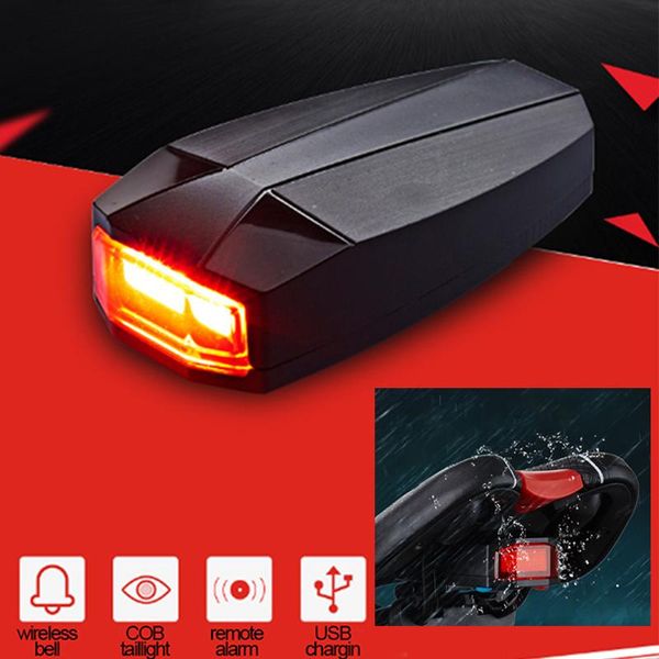 

mtb smart taillight usb charge waterproof alarm light led wireless remote control safety warning light road mountain bike parts