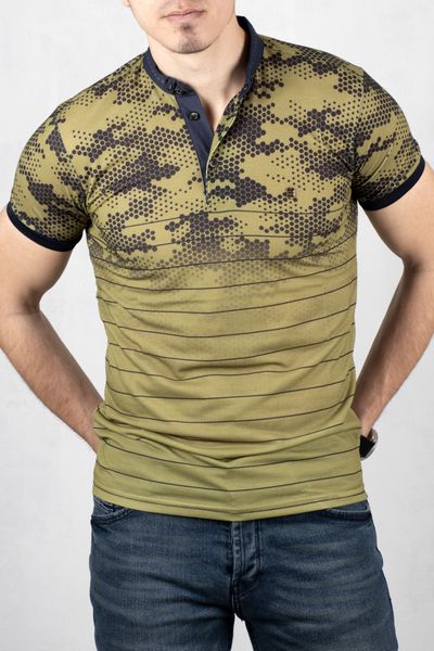 

Male Green-navy Blue Polo Collar T-shirt 100 Cotton Slim Fit Lycra Honeycomb Pattern Short Party Spring Summer 2000108 Ylcs, White;black