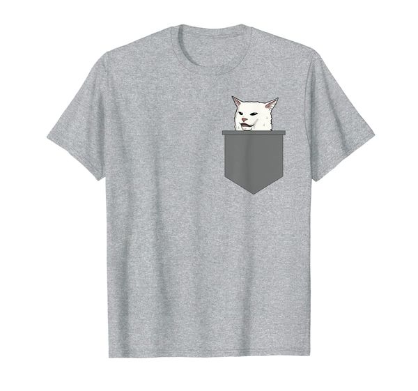 

angry women yelling at confused cat at dinner table meme t-shirt, White;black