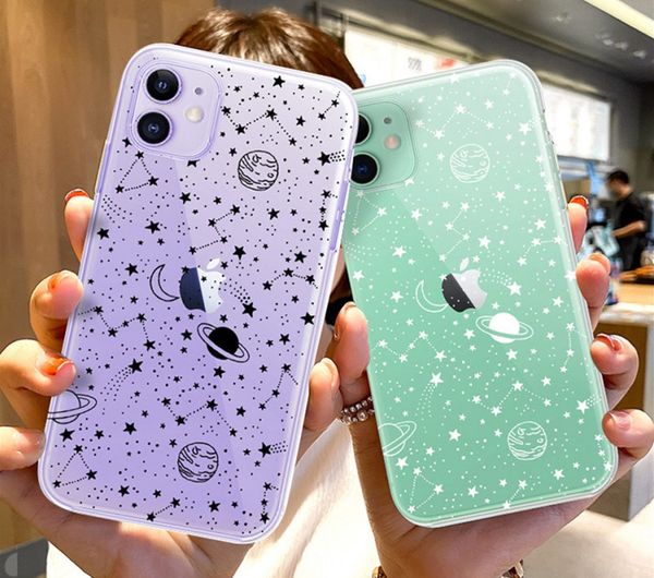 

for iphone 12 space planet stars moon phone case for iphone 12 mini 11 pro max x xr xs max se 2020 8 7 6s plus soft tpu clear cover