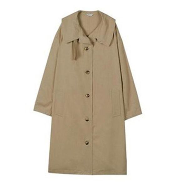 

women's trench coats spring autumn windbreaker loose overcoats trendy large size lady outerwear khaki vintage female thin, Tan;black