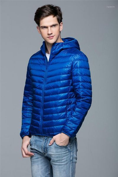 

men hooded white duck down jacket warm line portable package1, Black