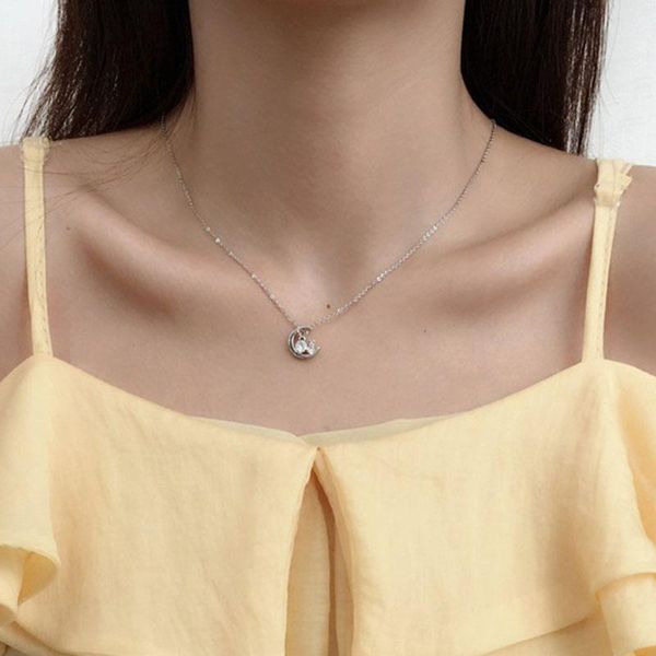 

new necklace 2021 korean flash zircon necklaces pendant chains necklaces for women jewelry wholesale collares kpop, Silver