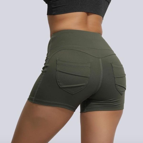 

yoga outfits ef3076 shorts fitness women high waist pockets sports jogging bodybuilding sportswear workout clothing, White;red