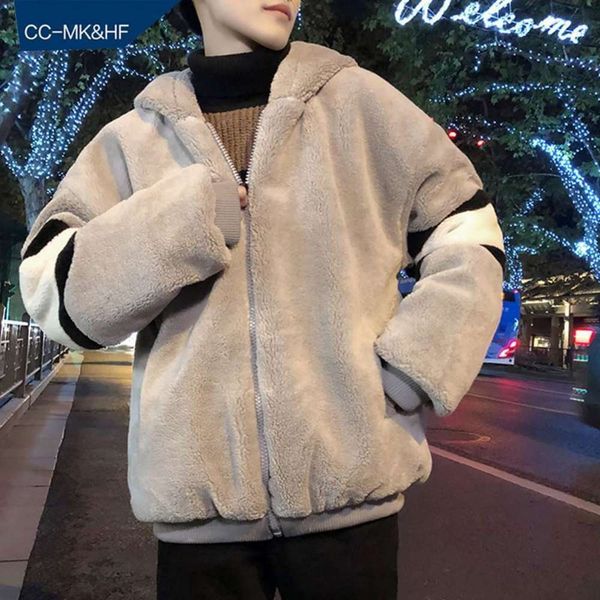 

winter lamb wool cotton padded jacket for men, Black;brown