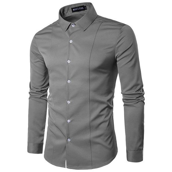 

men's casual shirts shirt 2021 men fashion henry collar solid long sleeve slim fit social dress clothing blouses, White;black